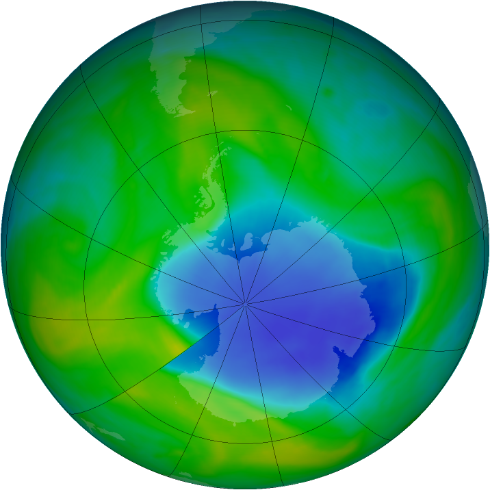 Antarctic ozone map for 04 December 2007